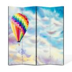 Paravan 4 piese Premium TrueColor, Art Star, Printre nori, Panza pe cadru de lemn, Decoratiuni Moderne pentru Casa, 4 Panouri de 35 x 150, 140 x 150 cm