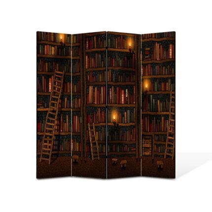 Paravan de Camera ArtDeco din 4 Panouri Abstract Decorativ Biblioteca 140 x 180 cm