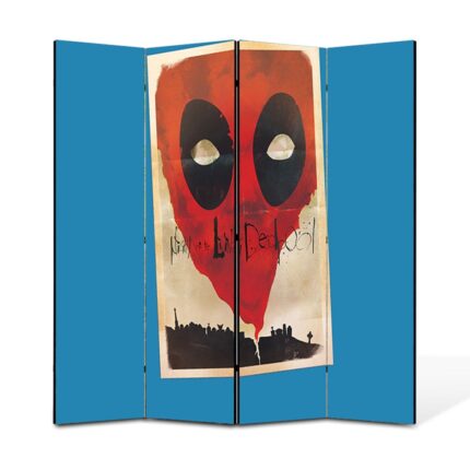 Paravan 4 piese Premium TrueColor, Art Star, Night of the Living Deadpool, Animatii, Panza pe cadru de lemn, Decoratiuni Moderne pentru Casa, 4 Panouri de 45x150, 180 x 150 cm