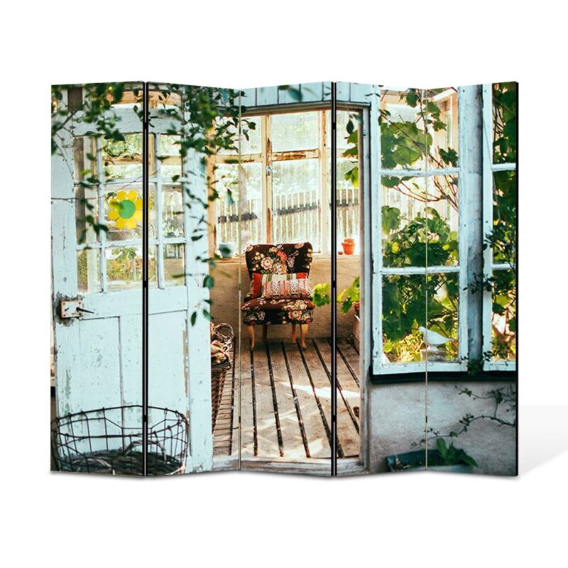 Paravan 5 piese Premium TrueColor, Art Star, Incapere de vara vintage, Vintage, Panza pe cadru de lemn, Decoratiuni Moderne pentru Casa, 5 Panouri de 45x180, 225 x 180 cm