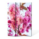 Paravan 3 piese Premium TrueColor, Art Star, Cires japonez inflorit, Panza pe cadru de lemn, Decoratiuni Moderne pentru Casa, 3 Panouri de 35x150, 105 x 150 cm