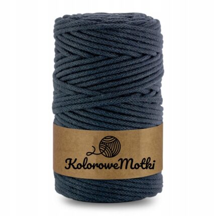 Snur pentru macrame, KoloroweMotki, Bumbac 100%, Torsadat simplu, 5mm x 100m, Cerneala