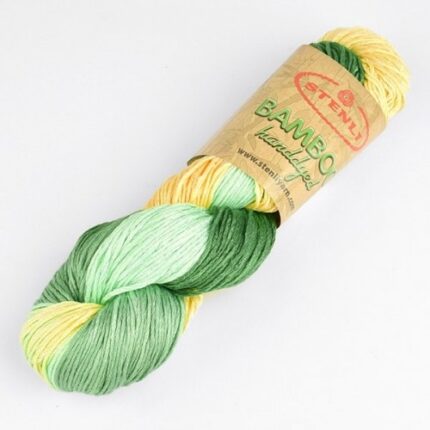 Set 3 buc fir textil Stenli Bamboo verde cu galben - cod 190, 100g/250m
