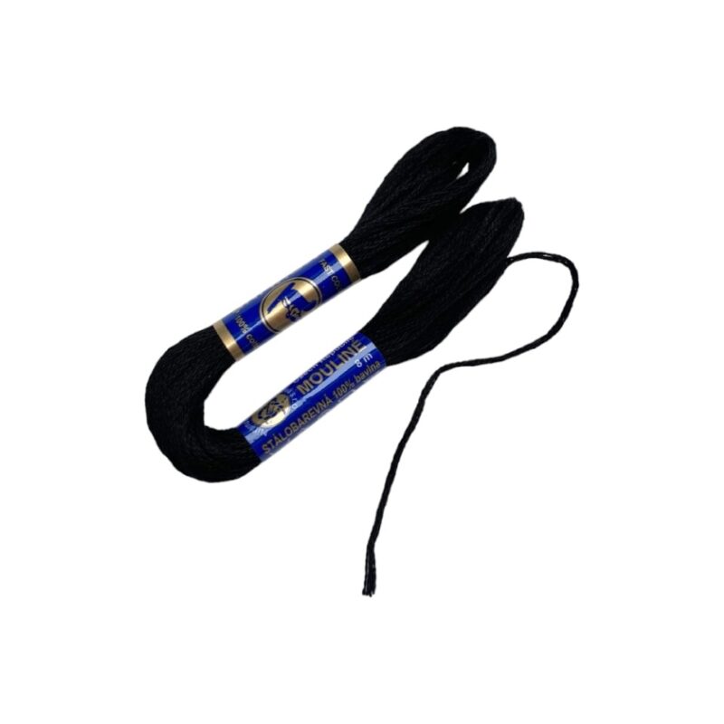 Ata bumbac pentru brodat Mouline NITARNA, 8 m, Negru