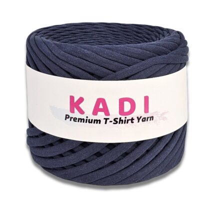 Fir panglica pentru crosetat tricotat si macrame, KaDi Medium, 7-9 mm, 110 m, 100% bumbac, culoare Bleumarin