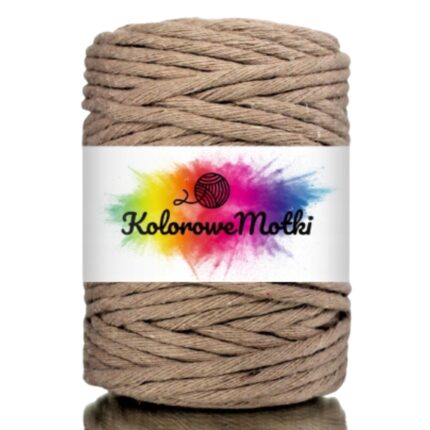 Snur pentru macrame, KoloroweMotki, Bumbac 100%, Torsadat simplu, 5mm x 50m, Bej