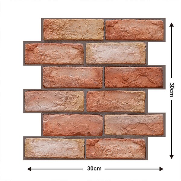 Autocolante de perete cu aspect caramida 3D, hartie de perete impermeabila, usor de instalat si indepartat, pentru sufragerie, bucatarie, dormitor, 10 bucati, 30x30cm - Wallstickers