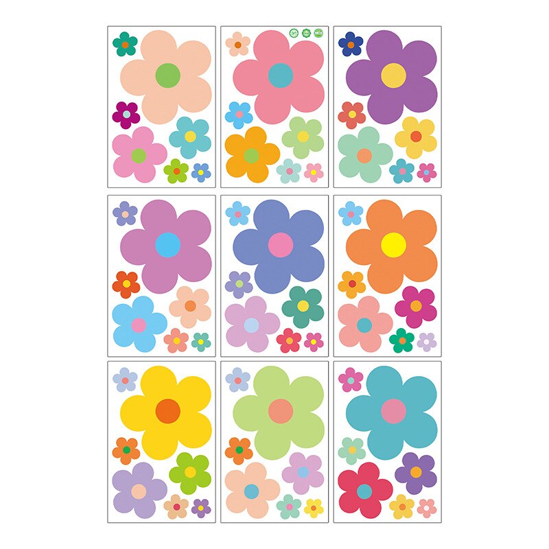 Autocolante de perete cu flori mici, PVC, Multicolor