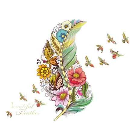 Autocolant de perete cu pene, Multicolor