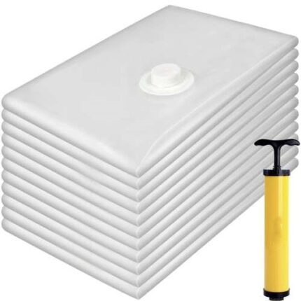 Set 10 Saci pentru Vidat Haine prin VACUUM, Chris Badzi 369®, 50*70 CM, Reutilizabili, cu Pompa de Aspiratie, Utilizare Universala