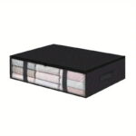Geanta depozitare haine sub pat, Inchidere cu fermoar, Rezistent la praf si umiditate, Durabil, Respirabil, Usor de pliat si curatat, 60*45*15cm, Negru