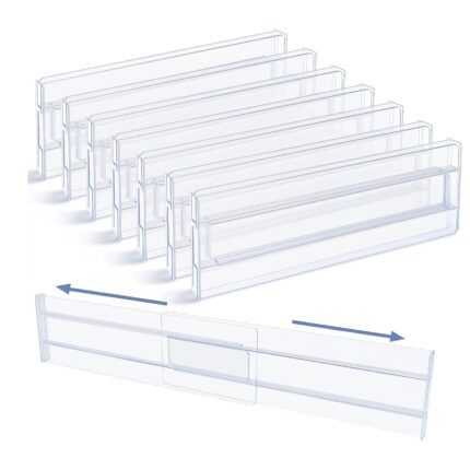 Set 8 Organizatoare Pentru Sertare Elindor®, Reglabile, Separator Sertar, Ideal Pentru Haine, Bucatarie, Dormitor, Extensibile De la 28 la 48 cm, Transparente