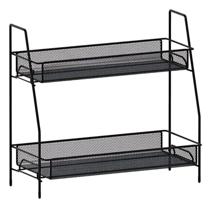 Organizator multifunctional cu 2 nivele JOZY®, negru, metalic, ideal pentru cosmetice sau condimente