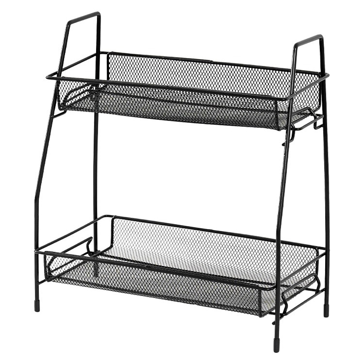 Suport organizator multifunctional cu 2 etaje, Nevermore, metalic, Negru