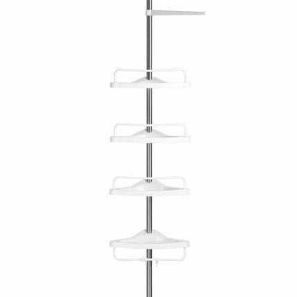 Organizator telescopic pentru colt cu 4 rafturi, alb, de la 160 cm pana la 300 cm inaltime
