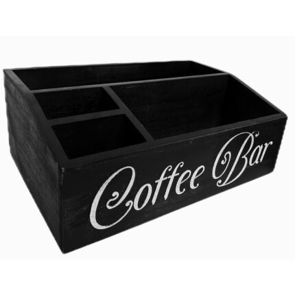 Organizator pentru bar de cafea, Lemn, 4 comportamente, Negru