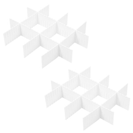 Set 16 separatoare pentru organizare sertare, Darklove, Ajustabile manual, Design anti-alunecare, Usor de dezasamblat si curatat, Portabil, Pentru sosetelor, lenjeriei si medicamentelor, PP, 32*7cm, Alb