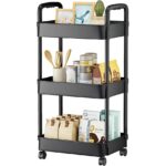 Etajera mobila cu 3 rafturi, Wacorresi, Plastic, 40 x 29 x 78cm, Negru