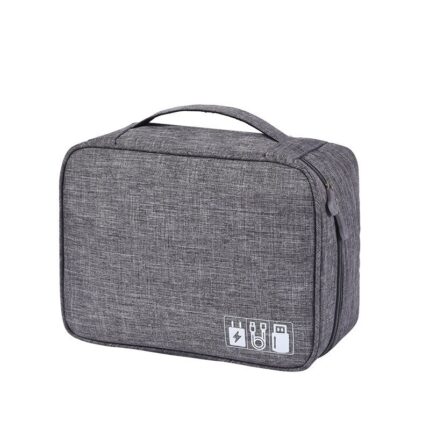 Geanta organizatoare, impermeabila, 3 compartimente, gri, 28x22x7.5 cm