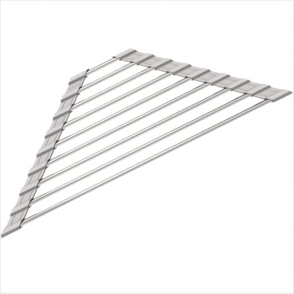 Organizator multifunctional pentru vase, pliabil peste chiuveta, inox, 41x23x1cm, argintiu, set