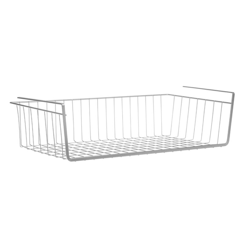 Cos organizator suspendabil Shopiens®, din metal, alb, ideal pentru bucatarie, 50 x 25.5 x 13.5 cm