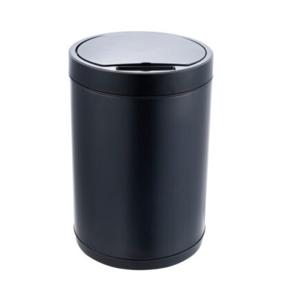 Cos de Gunoi cu Inductie fara picioare de uz casnic, BRJenial, Pentru baie, bucatarie, sufragerie, birou, Capacitate 9L, Deschidere/Inchidere Silentioasa, Culoare Negru