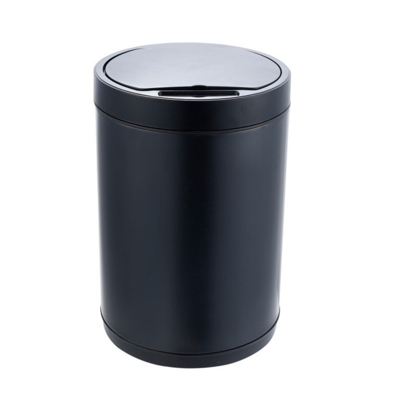 Cos de Gunoi cu Inductie fara picioare de uz casnic, BRJenial, Pentru baie, bucatarie, sufragerie, birou, Capacitate 9L, Deschidere/Inchidere Silentioasa, Culoare Negru