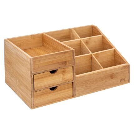 Organizator din bambus pentru cosmetice, 3 sertare, 33x15x20 cm