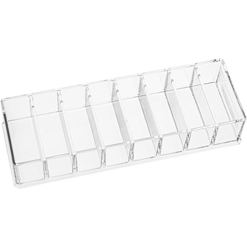 Yvttve Organizator cosmetice acril cu 8 compartimente, transparent, Organizator de machiaj pentru paleta de farduri de ochi si ruj