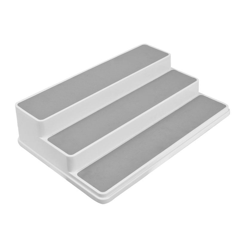 Etajera organizare raft 3 nivele, pentru bucatarie sau baie, Frandis, 36.2x24.8x8.4 cm, PP+TPR, alb/gri