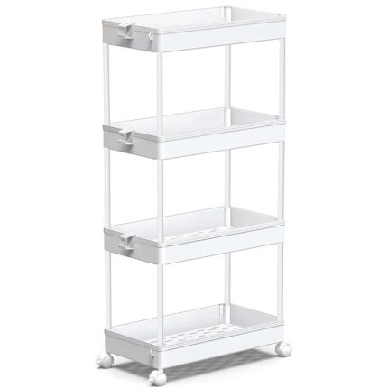 Organizator universal pe roti cu 4 rafturi,, Asos, alb