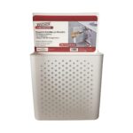 Suport organizator tip cos pentru dulap sau usa, suspendat, din plastic alb, potrivit pentru sticle, rechizite, produse curatenie, 24 x 12.5 x 35.5 cm