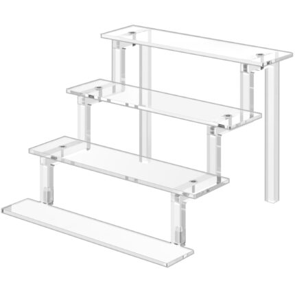 Suport expunere OVERTANG, raft organizator acrilic, 4 trepte detasabile, transparent