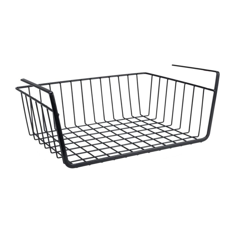 Cos metalic suspendat pentru organizare si depozitare, awwaline, negru, 40 cm x 24 cm x 14 cm