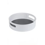 Tava organizatoare rotativa adanca pentru frigider/dulap, alb, 360 grade, suprafata antiderapanta, 22.5x6.5 cm