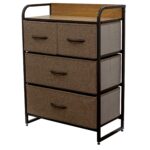 Comoda cu 4 sertare material textil, cadru metalic, blat MDF, 58 x 29 x 78.50 cm, Grunberg TB86 MARO