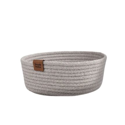 Cos oval pentru depozitare si organizare, bumbac 100%, 28cm x 16 cm x 8 cm, Tropik Home, Gri