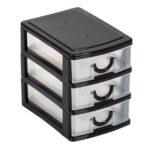Comoda de birou cu 3 sertare, plastic, negru, 11x9x13cm