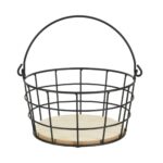 Cos pentru depozitare, Metal, Diametru 19 cm, Negru/Bej