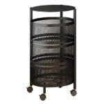 Raft metalic ElastiX, rotund, universal cu 3 niveluri, negru, 34 cm x 60 cm x 30 cm