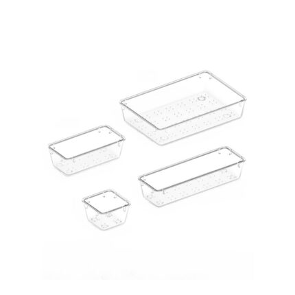 Set cutii transparente din Plastic pentru Machiaj/Baie/Sertar Lifewit cu 25 de piese si 4 Dimensiuni