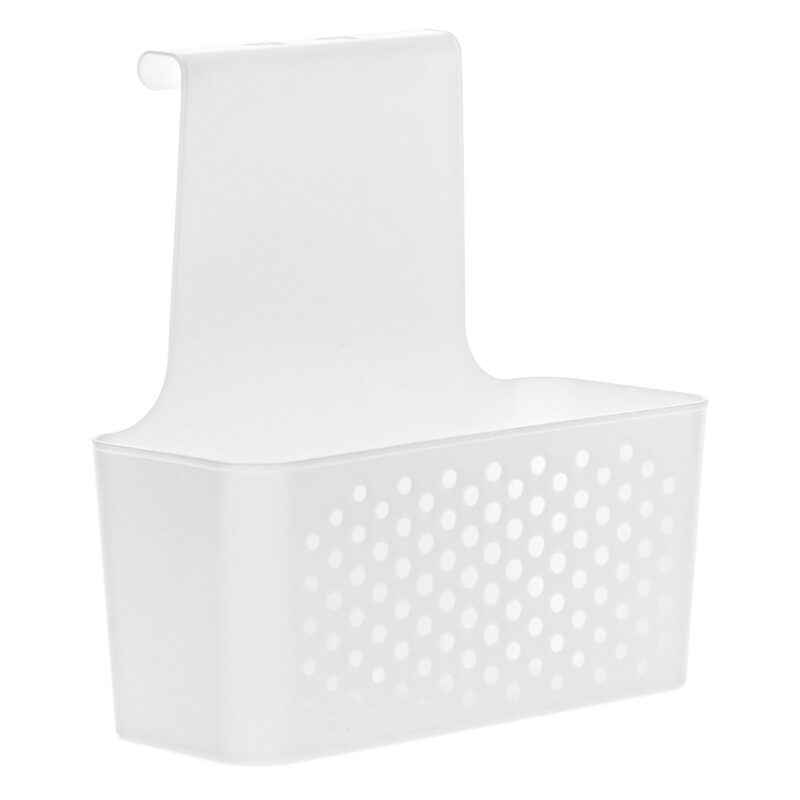 Cos de depozitare suspendat pentru usa dulap Shopiens®, din plastic, de culoare alba, 23.5 x 12.5 x 24.5 cm