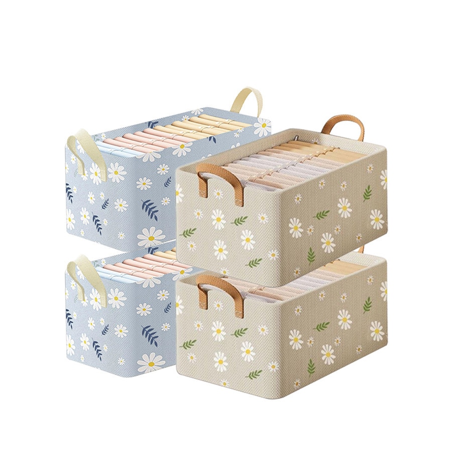 res_2530e6bc2f450bbedad7475c93b1c983 Set 4 Cutii Organizatoare WALALLA, Pliabile, Bej, 47x28x20cm