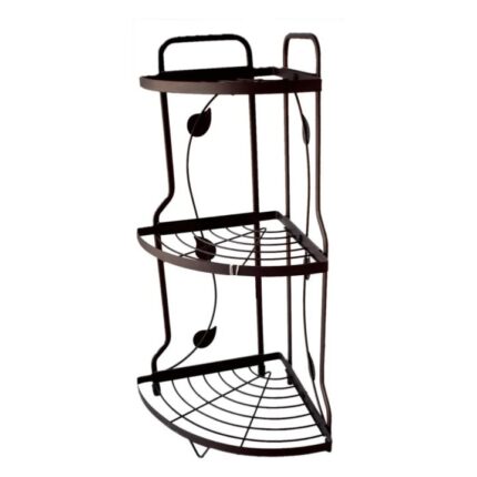 Suport Organizator Multifunctional EDAR Pentru Baie, Living, Dormitor, Bucatarie, 3 Rafturi Din Metal, Negru