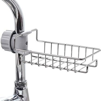 Organizator chiuveta, Zola®, pentru depozitarea buretilor, metalic, drepptunghiular, negru/gri