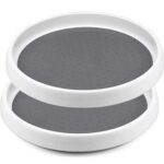 Pachet 2 organizatoare rotative, albgri, 25 cm diametru, ventuze pentru fixare si baza din cauciuc