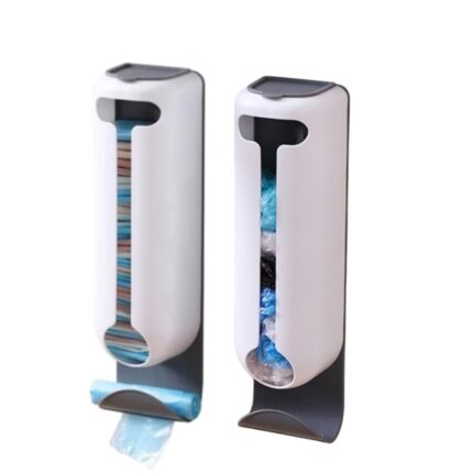 Set 2 Suporturi pentru Pungi Salestore.ro® Organizator din plastic cu capac, Spatiu suplimentar pentru saci de gunoi, 37 x 10 x 8, 4 cm, Alb