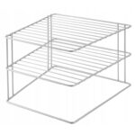Suport organizator pentru dulap, Metaltex, Organizator de marca, Suport pentru dulap de blat, Raft suplimentar pentru farfurii, Metal, 25x25x19cm, Argintiu