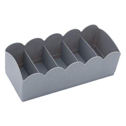 Organizator multifunctional pentru bijuterii, 5 compartimente, model dantelat, gri, 23x10x7.5cm
