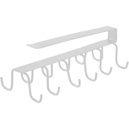 Cuier Dublu pentru Organizare si Depozitare Cani, Cesti, Ustensile de Gatit sau Prosoape de Buctarie si Cravate, Multifunctional pentru Mobila, 12 Cuiere din Otel, Alb, 26 x 8.5 x 7 cm, ORIGINAL DEALS